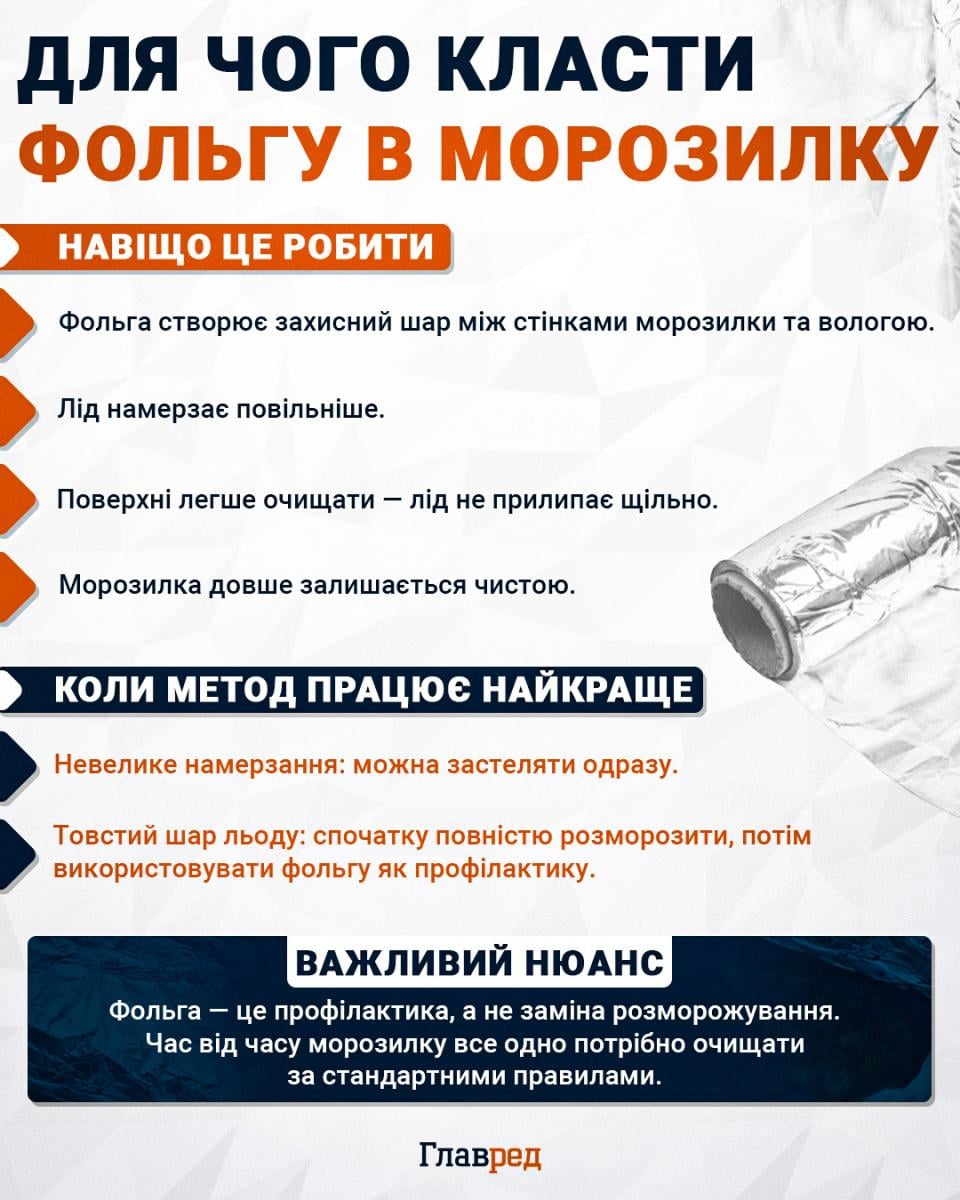 Для чого класти фольгу в морозилку