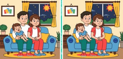 IQ-челендж: знайдіть 3 відмінності на зображенні дружної родини за 41 секунду