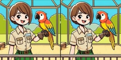 Тест на IQ: потрібно знайти 3 відмінності на зображенні дівчинки з папугою за 17 с