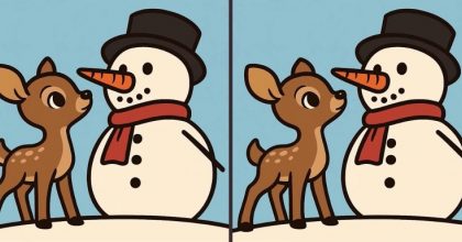 Суперголоволомка: знайдіть 3 відмінності на малюнку сніговика і оленя за 75 с