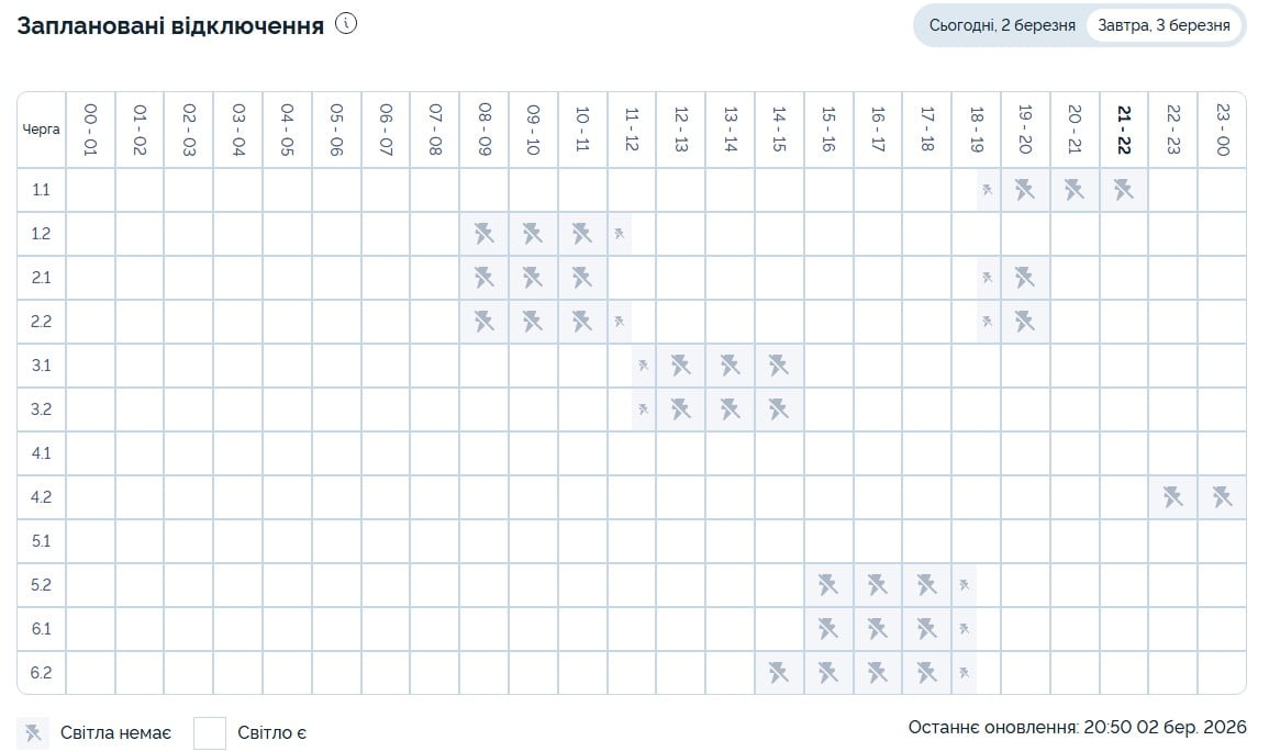 Не все очереди отключат свет: обновленный график для Днепра и области 3 марта Не все очереди отключат свет: обновленный график для Днепра и области 3 марта