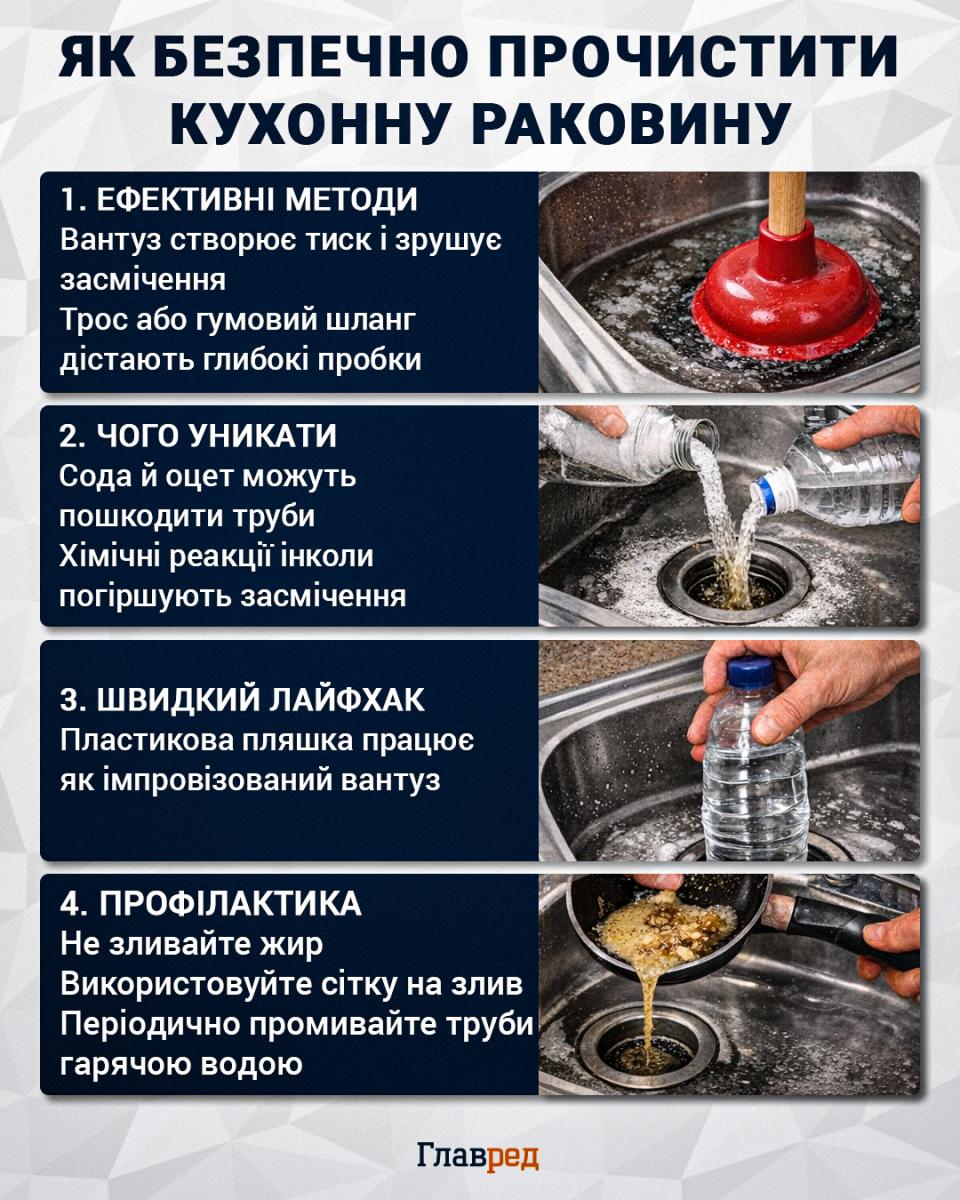 Як прочистити кухонну раковину