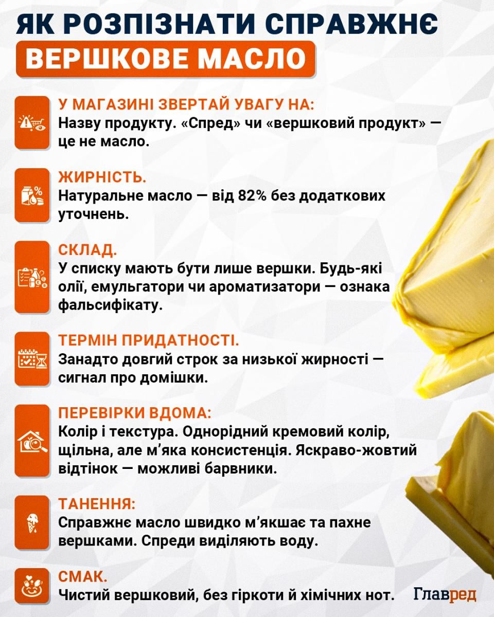 Як розпізнати справжнє вершкове масло Як розпізнати справжнє вершкове масло