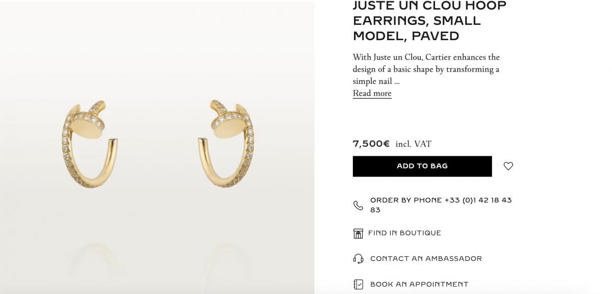 Серьги от Картье - 382 000 гривен 