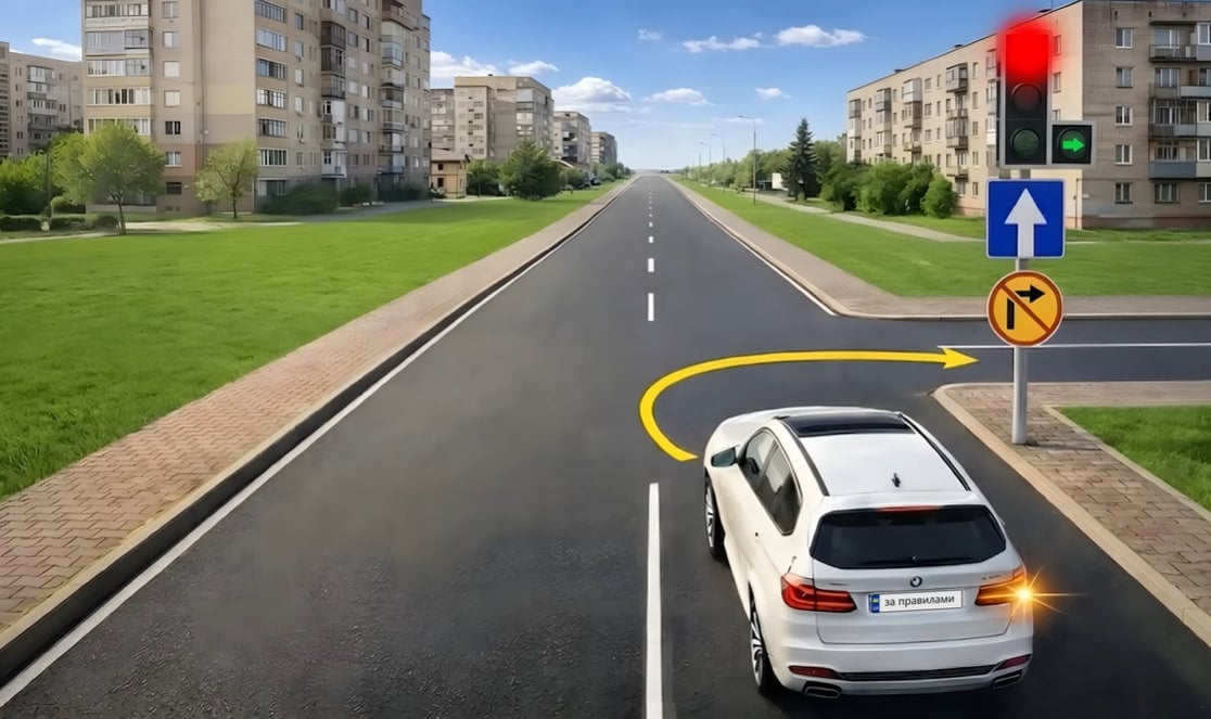 Чи може водій повернути праворуч: тест з ПДР, який 'ламає голову' багатьом