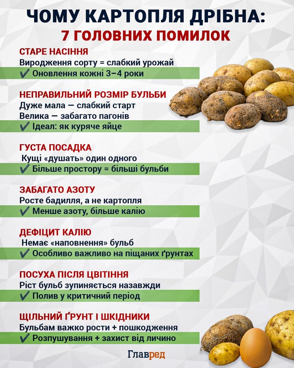 Чому картопля дрібна: 7 головних помилок, картопля Чому картопля дрібна: 7 головних помилок, картопля