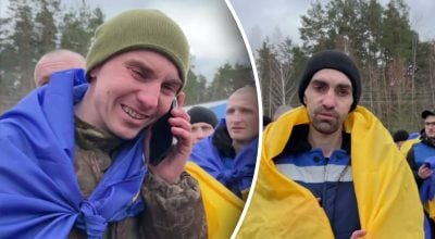 Звільнені з полону захисники не стримали сліз, коли почули рідних - відео