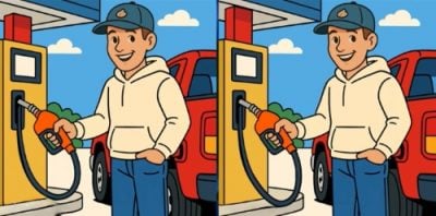 Тест на IQ: потрібно знайти 3 відмінності на зображенні чоловіка на заправці за 39 с