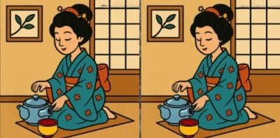 Тест на IQ: нужно найти 3 отличия на картинке китаянки с чаем за 33 секунды