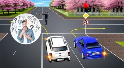 Заплутаний тест ПДР з регулювальником: які автомобілі можуть продовжувати рух
