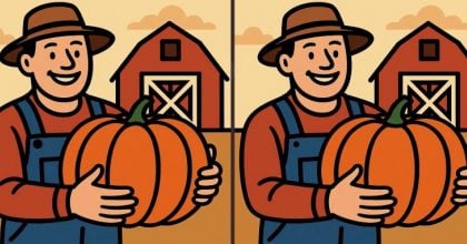 Тест на IQ: потрібно знайти 3 відмінності на зображенні фермера з гарбузом за 49 с