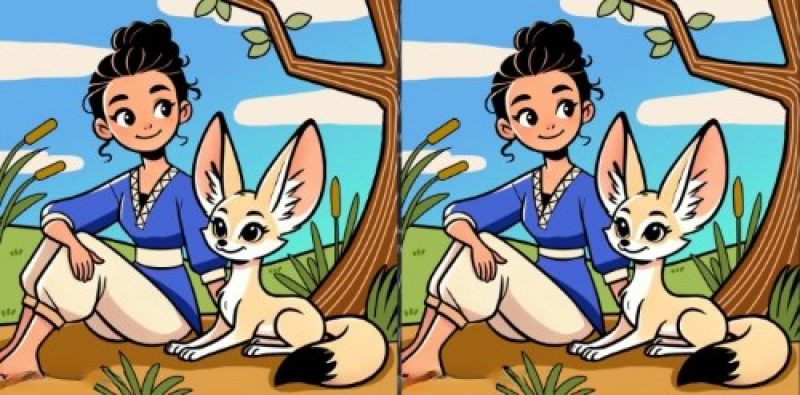 Тест на IQ: нужно найти 3 отличия на картинке девочки с лисой за 23 секунды