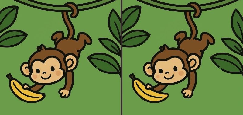 Тест на IQ: нужно найти 3 отличия на картинке обезьяны на дереве за 23 с