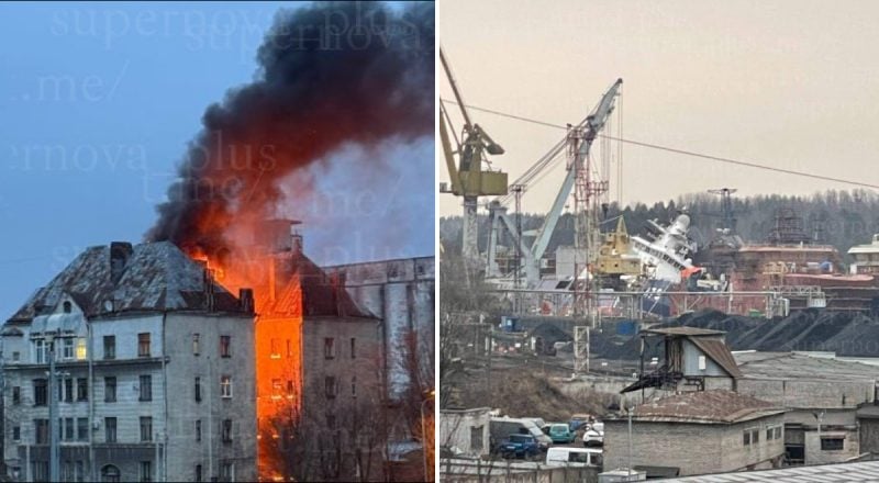 Горит здание ФСБ, тонет корабль в порту: последствия массированной атаки дронов на РФ