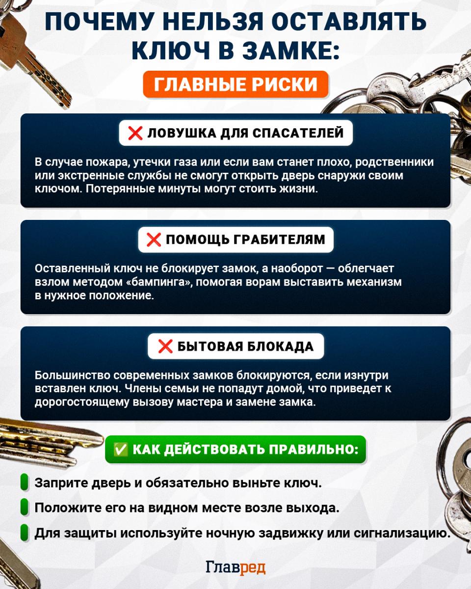 Почему нельзя оставлять ключ в замке