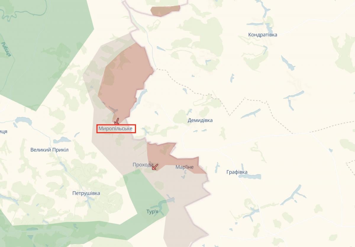 Миропольское на карте