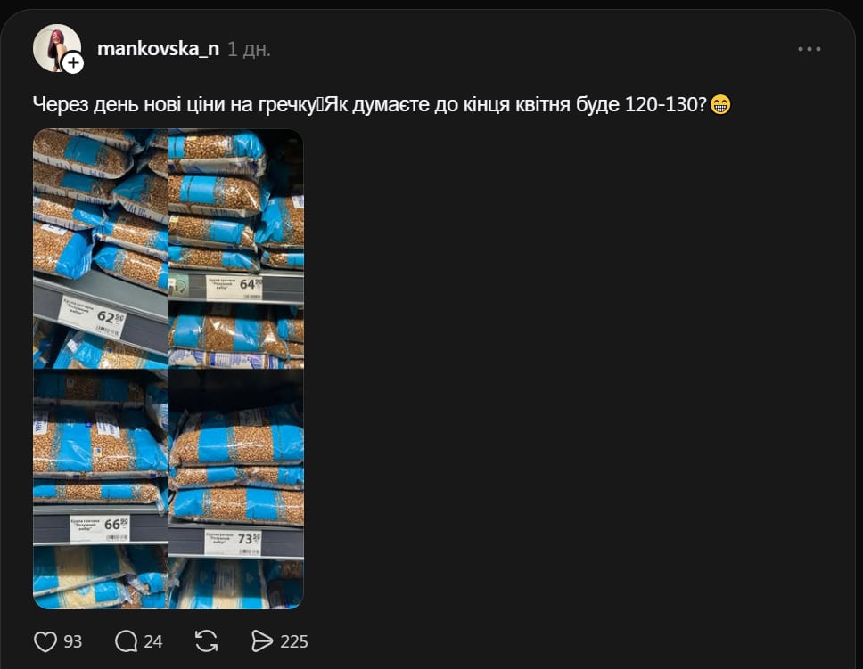 публикация о ценах на гречку