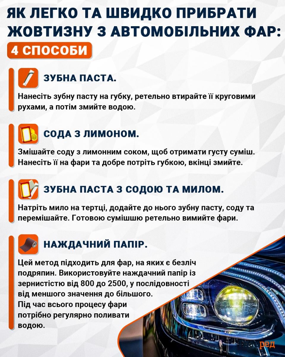 Как убрать желтизну с автомобильных фар