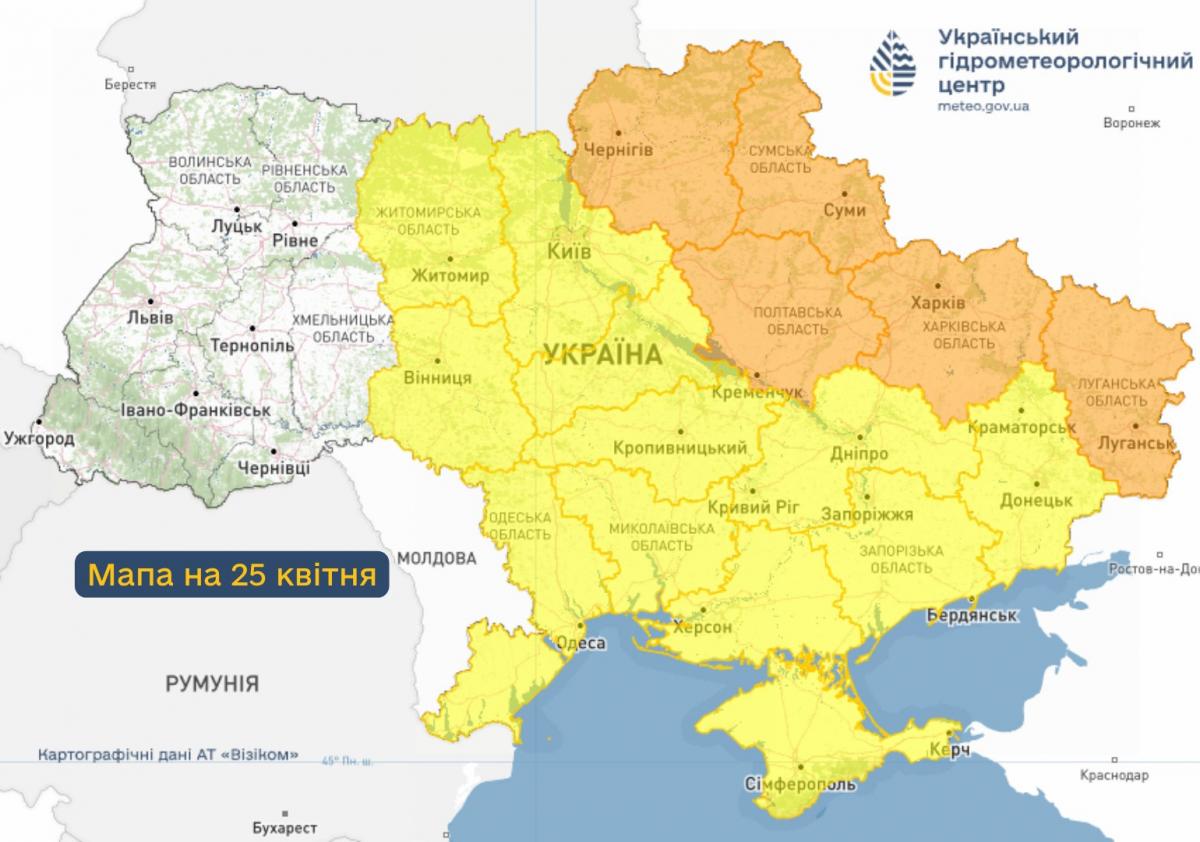Карта на 25 квітня 2026 року