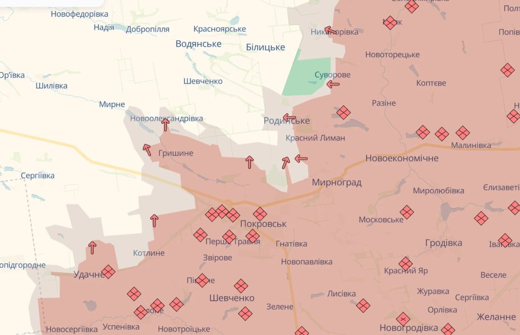 Війська РФ просунулися поблизу Покровська і Мирнограда