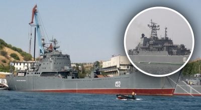 Бійці ГУР вразили два десантні кораблі РФ у Криму