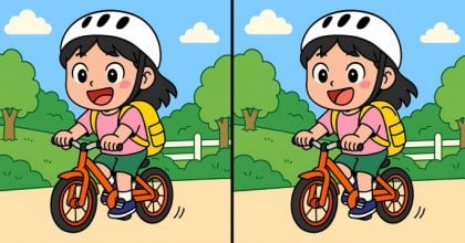 Тест на IQ: нужно найти 3 отличия на картинке девочки на велосипеде за 45 с