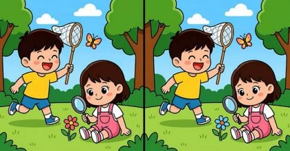 Тест на IQ: нужно найти 3 отличия на картинке детей в парке за 45 секунд