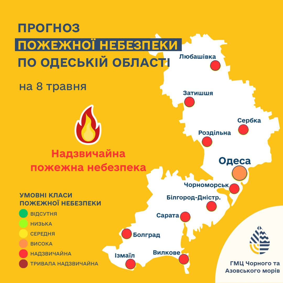 Прогноз пожарной опасности в Одесской области 