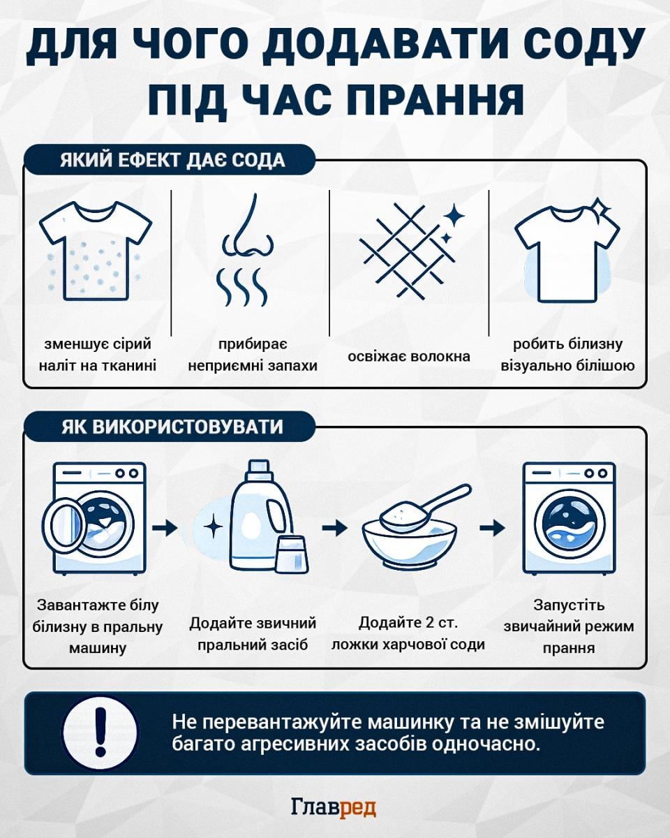 Для чого додавати соду під час прання Для чого додавати соду під час прання