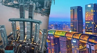 В Китае построили небоскреб-мост на высоте 250 метров