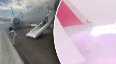 Блискавка влучила у крило літака під час польоту