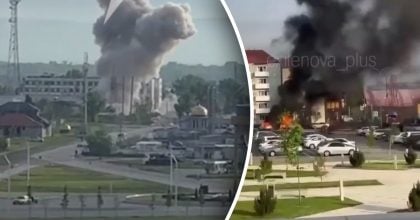 Величезні стовпи диму в небі: дрони атакували важливі цілі в Грозному