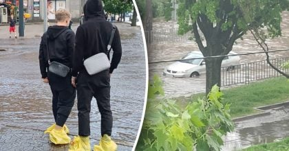 Сильна злива накрила Дніпро: дороги перетворилися на потоки води, деталі