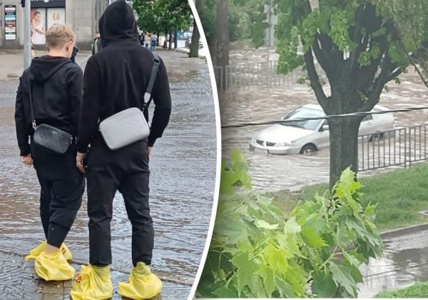 Сильный ливень накрыл Днепр: дороги превратились в потоки воды, детали