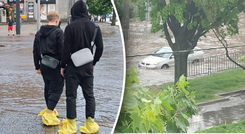 Сильный ливень накрыл Днепр: дороги превратились в потоки воды, детали