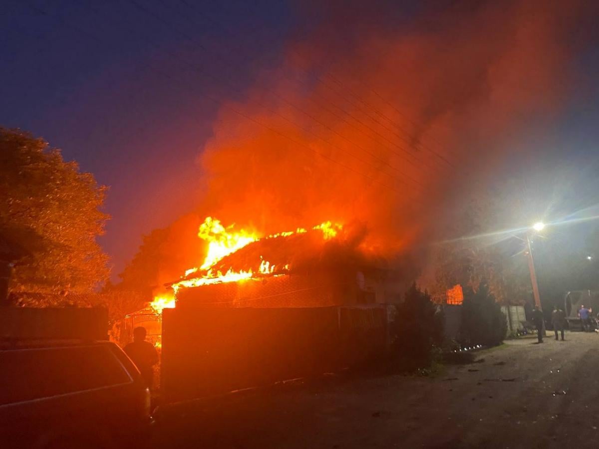 Пожежа після атаки дронів 