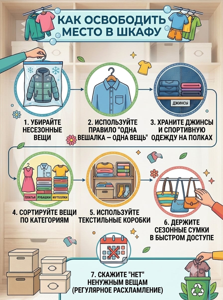 Как освободить место в шкафу Как освободить место в шкафу