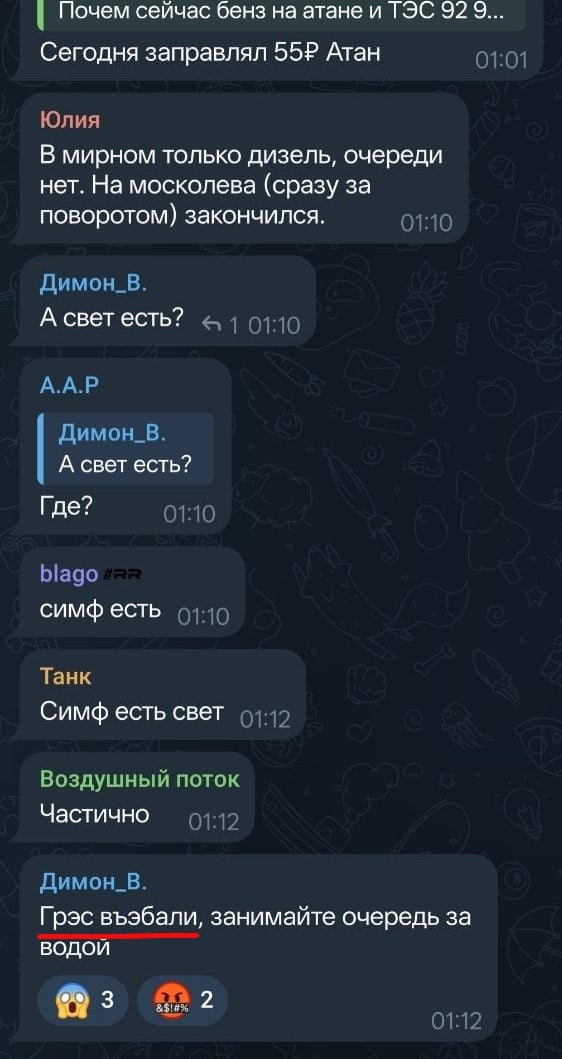 Жители Крыма обсуждают ситуацию со светом 