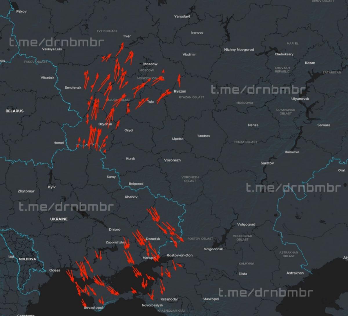 Карта с движением дронов