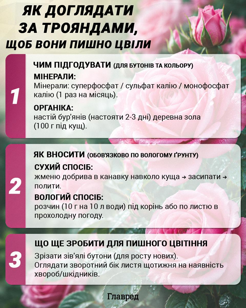 Як доглядати за трояндами, щоб вони пишно цвіли