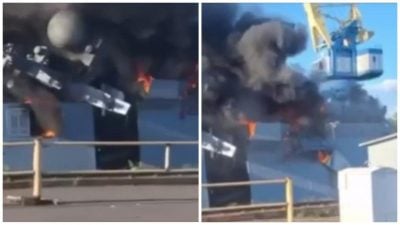 Корвет РФ підірвали прямо біля причалу: з'явилися кадри пожежі після вибухів