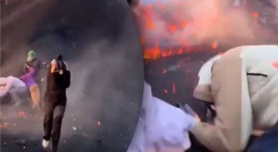 Мить перед катастрофою: дощ із лави раптово обрушився на туристів