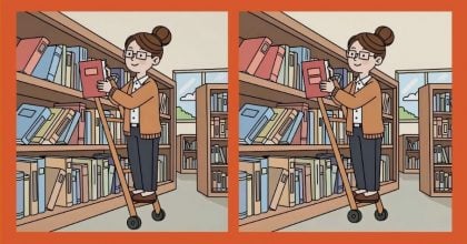Тест на IQ: потрібно знайти 3 відмінності на картинці бібліотекаря з книгами за 43 с