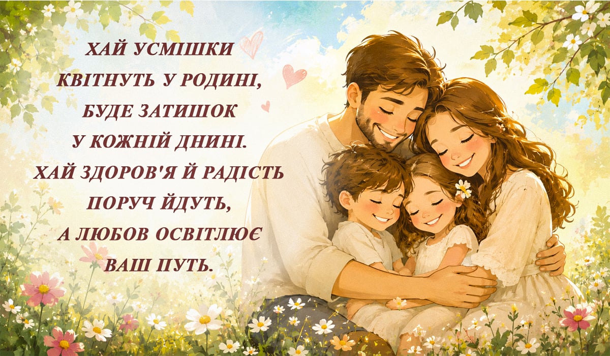 Привітання з днем сім'ї листівки Привітання з днем сім'ї листівки