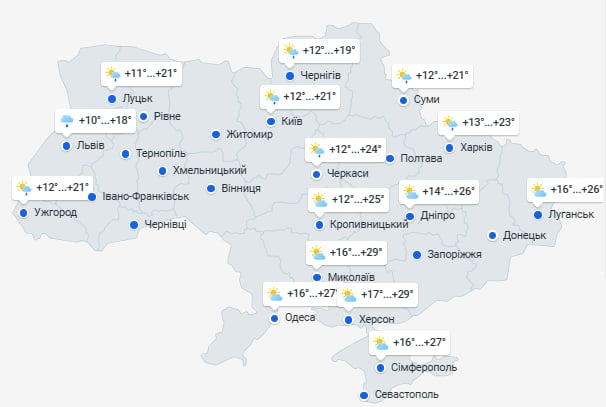 погода в украине 12 июля