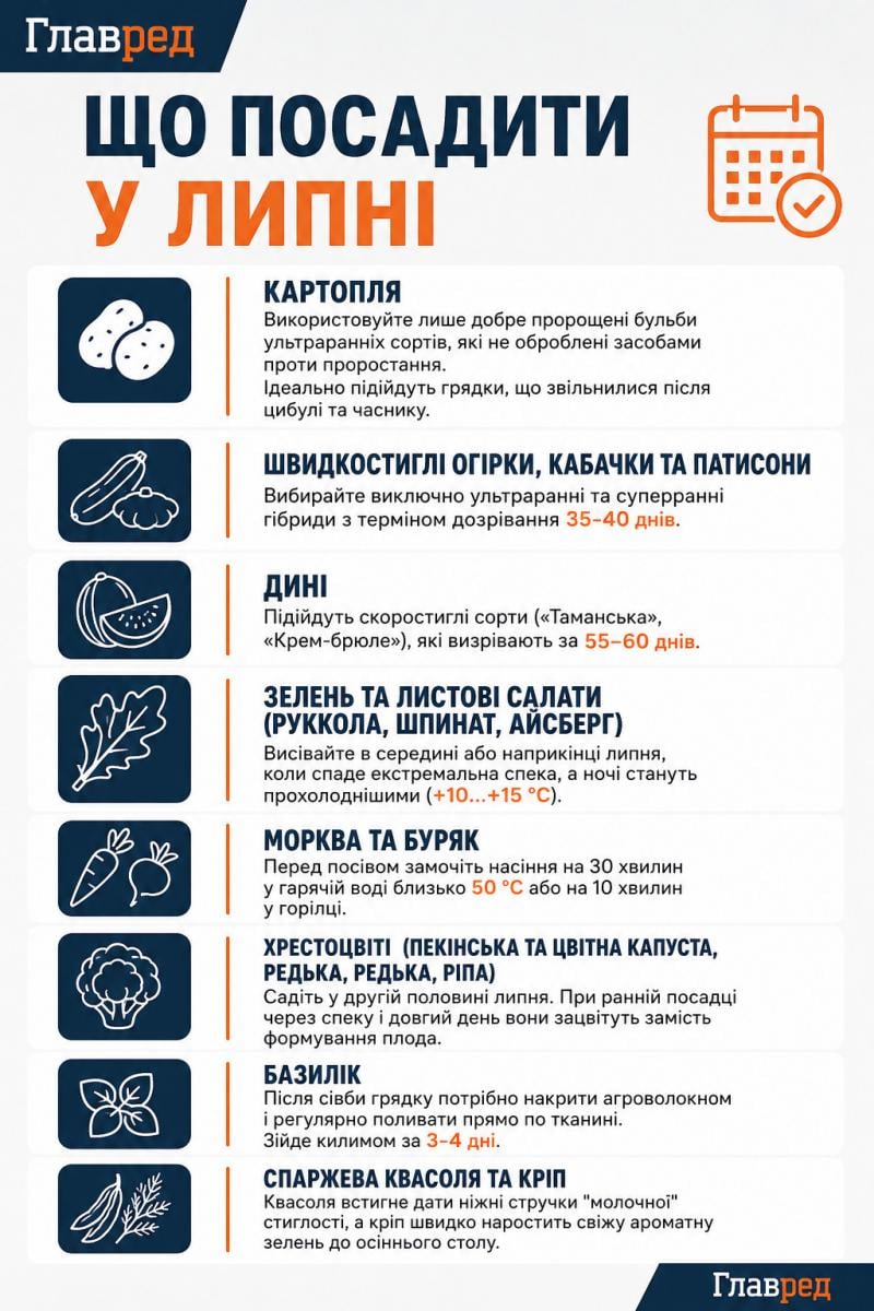 Що не пізно посадити у липні Що не пізно посадити у липні