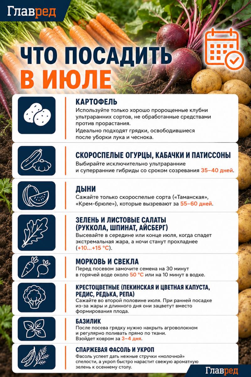 Что не поздно посадить в июле​  ​