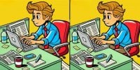 Тест на IQ: потрібно знайти 3 відмінності на картинці чоловіка в офісі за 23 с