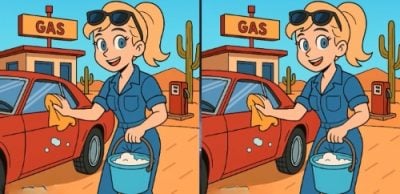 Тест на IQ: потрібно знайти 3 відмінності на картинці жінки біля авто за 43 с