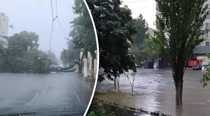 На Одесу обрушилася сильна злива: вулиці затоплено, рух обмежено